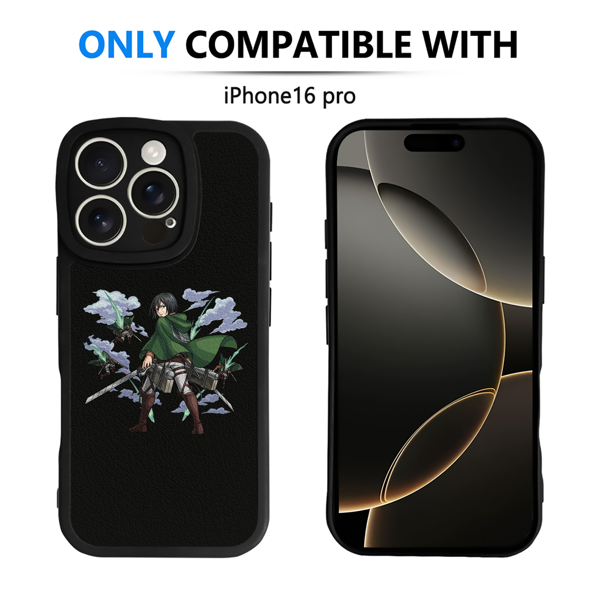 （画像用） 進撃の巨人 ミカサ·アッカーマン Attack on Titan Mikasa Ackerman 【iPhone 16シリーズ対応】シリコンスマホケース（レザー調） 材質：シリコン